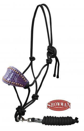 Showman Purple snake cowboy knot bronc halter with removable lead