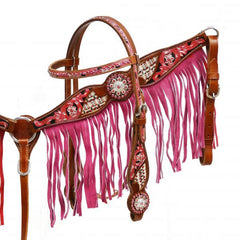 Pink Metallic Fringe & Bling Breast Collar