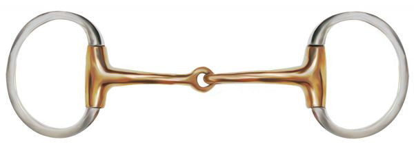 Showman™ Stainless Steel English style bit with 3.5" ring cheeks. Copper 5" broken mouth piece.