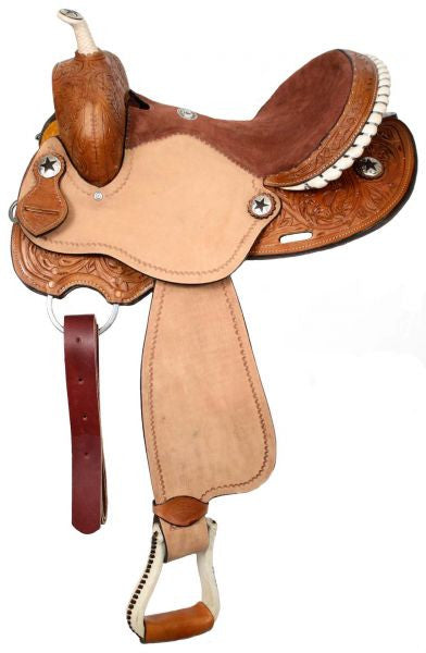 15", 16" Double T Barrel Style Saddle with Round Skirts.
