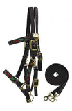 Showman™  nylon halter bridle combination with reins.