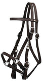 Leather halter bridle combination with 7' leather split reins.  Features 4 way adjustment.