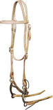 Showman™ Leather horse size bridle with reins and grazing bit.