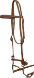 Showman™ Leather horse bridle with reins and long shank copper mouth tom thumb bit.