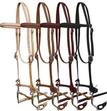 Showman™ Leather horse bridle with reins and long shank copper mouth tom thumb bit.