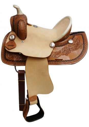 12" Double T  Youth roper style saddle with hard seat.