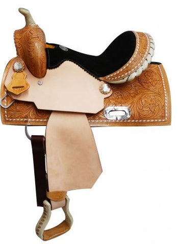 13" Double T  Youth saddle with buck stitch trim.