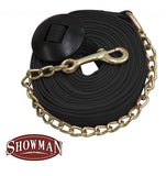 Showman 25' flat cotton web lunge line with brass chain