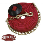 Showman 25' flat cotton web lunge line with brass chain