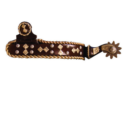 Western Show Spur with Silver Dots and Rope Edge