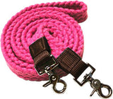 7.5 ft long white cotton roping reins with scissor snap ends.