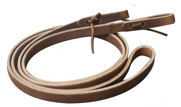 5/8" Harness leather roping reins. Tie-on waterloop ends. Made in the U.S.A. 86" long.