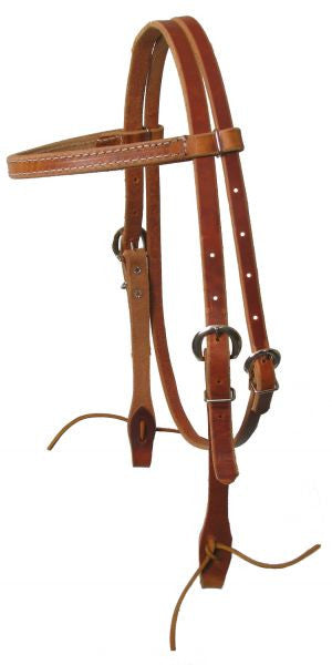 Browband harness leather headstall with ties.