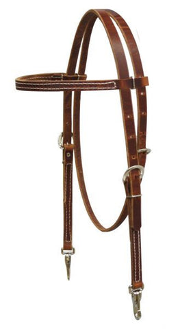 Browband harness leather headstall with snaps.