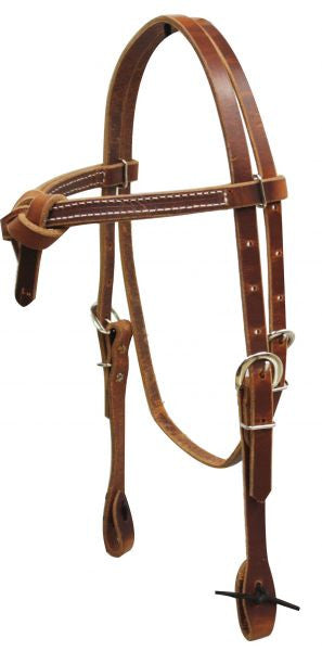 Furturity knot harness leather headstall with ties.