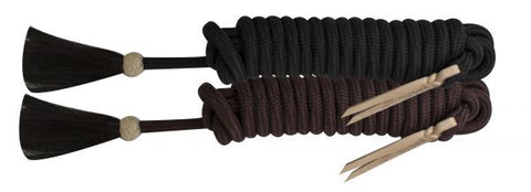 Showman®  21' Braided nylon mecate reins with rawhide and horse hair tassel.