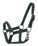 Nylon halter with nickel plated hardware and throat latch. Mini size.