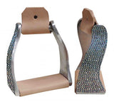 Showman ® Lightweight twisted angled aluminum stirrups with crystal rhinestones