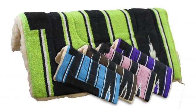 Showman ® 30" x 30" Navajo saddle pad with Kodel fleece bottom and suede wear leathers.