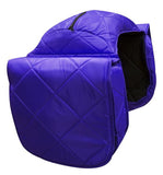 Showman ® Quilted nylon insulated saddle bag with cantle bag and 3 way velcro closure flap.