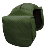 Showman ® Quilted nylon insulated saddle bag with cantle bag and 3 way velcro closure flap.