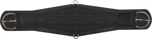 Showman ® felt girth with neoprene center. Girth comes complete with flat stainless steel hardware and is extra wide for roping.