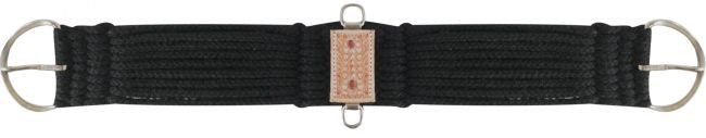 Multi Strand Western Rope Girth with Tooled Leather Accent