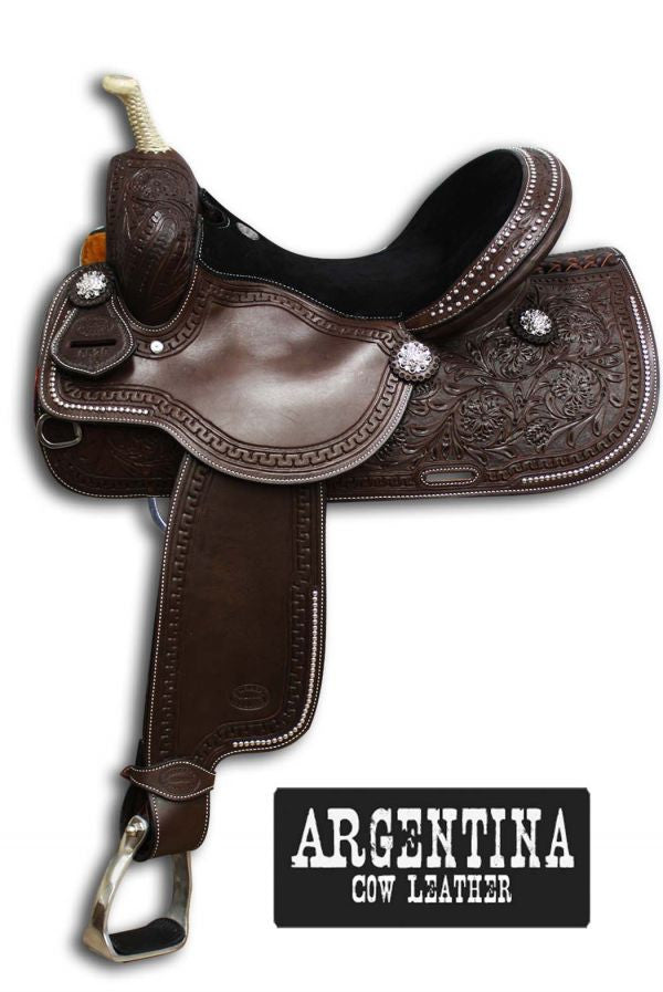 14",15",16" Showman™ Argentina Cow Leather Round Skirt Saddle.
