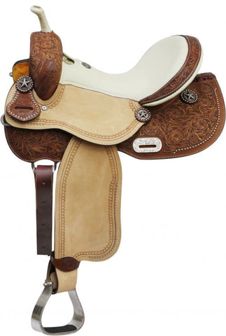14" 15" 16" Double T Barrel Style Saddle with Texas Star Conchos.