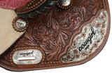 14" 15" 16" Double T Barrel Style Saddle Set with Cowgirl Up Engraved Silver.