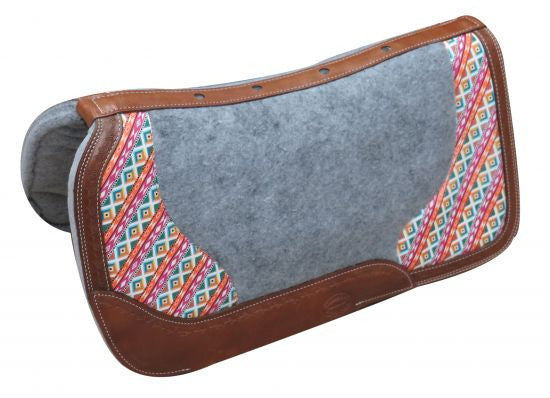 Showman ® PONY 24" x 24"  Argentina cow leather saddle pad with Aztec print.