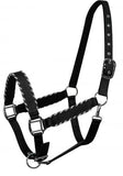 Showman™ neoprene lined halter with rope border design.