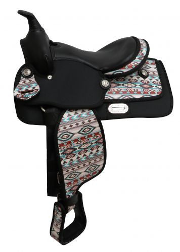 12" Synthetic saddle with Navajo print.