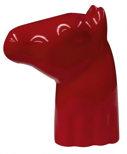 Horse head hitch cover is constructed of rubber. Measures 4.5" tall.