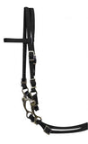 Horse size nylon headstall with bit and reins.