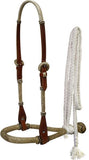 Showman™ leather rawhide braided show bosal with cotton mecate reins.