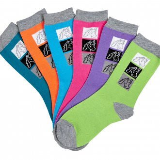 Triple Horse Head Ladies Socks 6 pack assorted Colors