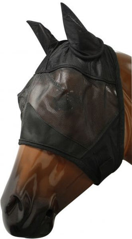 Showman™ fleece lined fly mask with ears. Fly mask is made of natural fiber and features velcro closure.