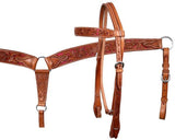 Double stitched leather filigree headstall and breastcollar set with glitter colored inlay.