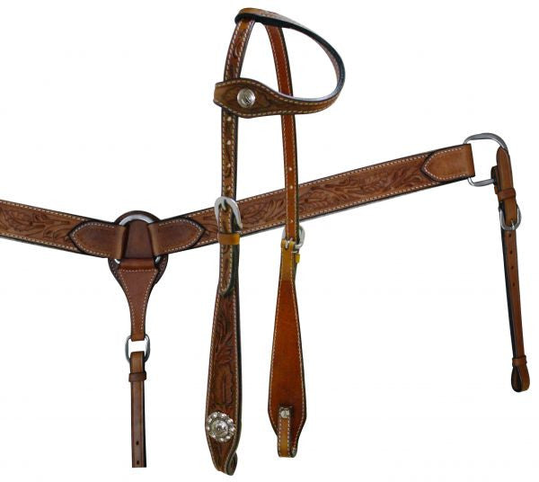 Showman™ Double Stitched Leather Headstall and Breast Collar set.