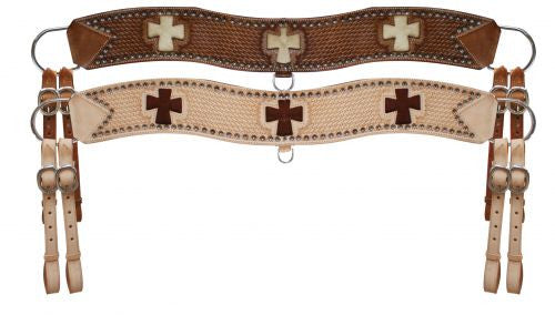 Showman™ leather tripping collar with hair on cowhide cross
