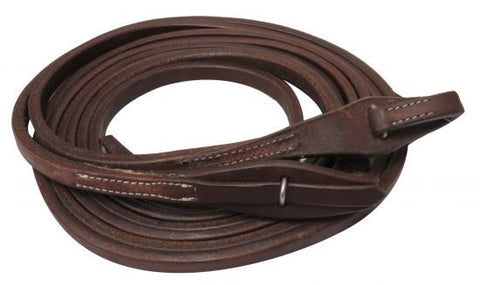 Showman ® 8ft X 5/8" Oiled harness leather split reins with quick change bit loops. Made in America.