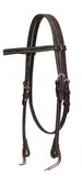 Showman ® Argentina cow leather headstall with barbed wire tooling.