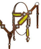 Showman ® Filigree inlay headstall and breast collar set with crystal rhinestone conchos.