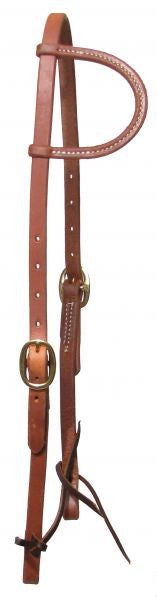 Showman™  oiled harness leather double buckle sliding one ear headstall.