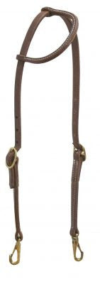 Showman™ oiled harness leather one ear headstall with snaps.
