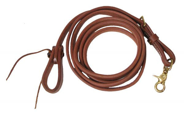 Showman™ 5/8" X 8' Oiled harness leather adjustable roping rein.