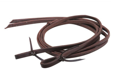 5/8" x 8' Heavy oiled harness reins with weighted, stitched ends. Made in the USA.