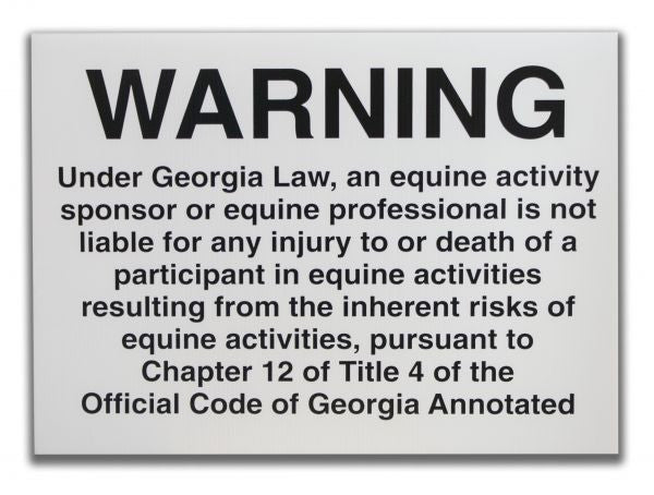 18" x 24" Georgia equine liability sign