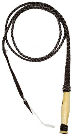 10 foot Leather braided bull whip with wooden handle